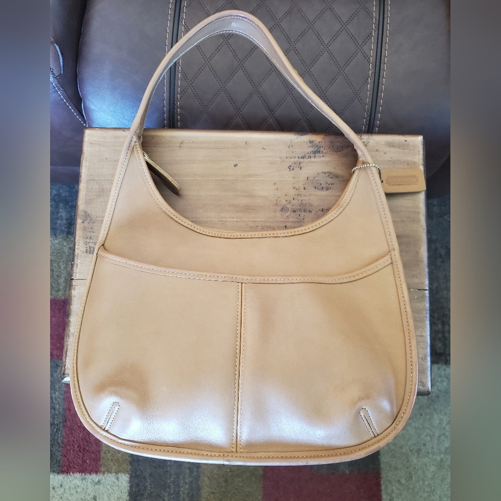 Vintage Coach Toffee Pocket Zip Hobo Shoulder Handbag 9033 GUC HTF